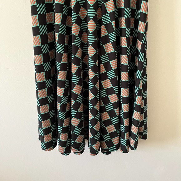 LuLaRoe NWT Black Mint Green Orange Geometric Print Dress Small - Picture 4 of 11